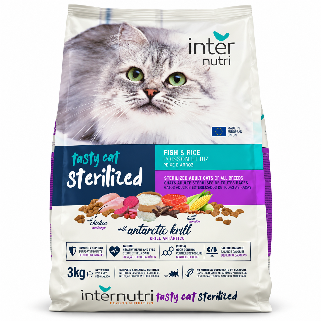 Internutri Tasty Cat Sterilized Fish & Rice Dry Cat Food – 3kg — Internutri available in UAE on 9thCart