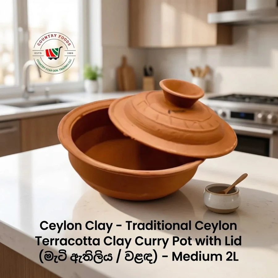 Traditional Ceylon Terracotta Clay Curry Pot with Lid (මැටි ඇතිලිය / වළඳ) – Medium 2L — Ceylon Clay available in UAE on 9thCart