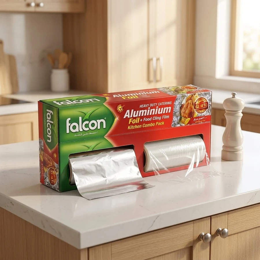 Heavy-Duty Catering Aluminium Foil + Food Cling Film Kitchen Combo Pack — Falcon available in UAE on 9thCart