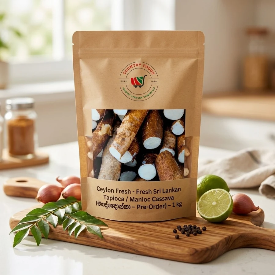 Fresh Sri Lankan Tapioca / Manioc Cassava (මඤ්ඤොක්කා – Pre-Order) – 1 kg — Ceylon Fresh available in UAE on 9thCart