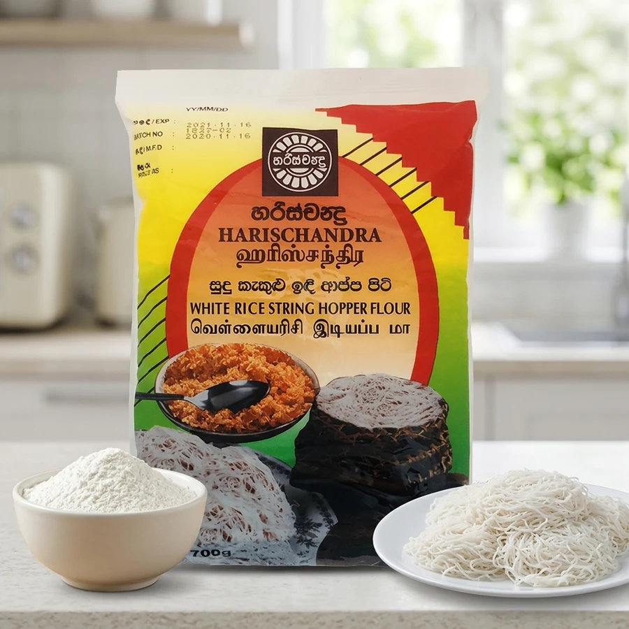 Harischandra White Rice String Hopper Flour (සුදු ඉඳිආප්ප පිටි) – 700 g — Harischandra available in UAE on 9thCart