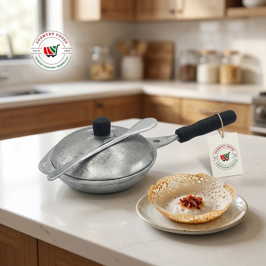 Sri Lankan Non-Stick Hopper Pan with Lid & Spatula (ආප්ප තාච්චිය) — Lankan Kitchen available in UAE on 9thCart