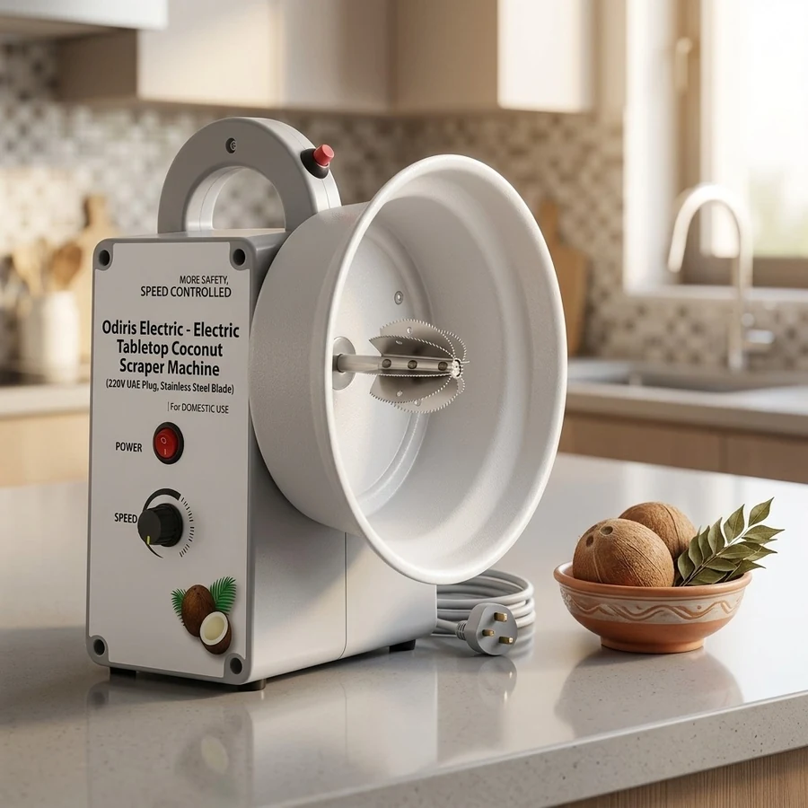 Electric Tabletop Coconut Scraper Machine (220V UAE Plug, Stainless Steel Blade) — Odiris Electric available in UAE on 9thCart
